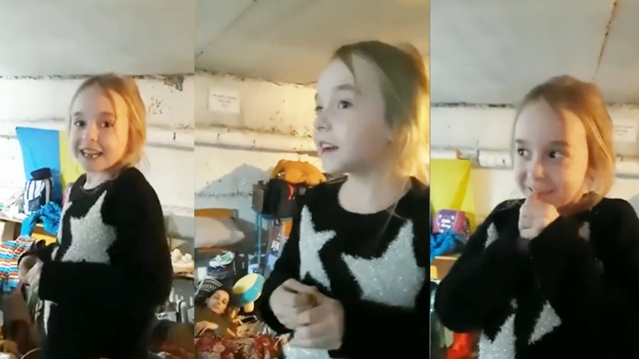 A young Ukrainian girl singing "Let It Go" in a shelter